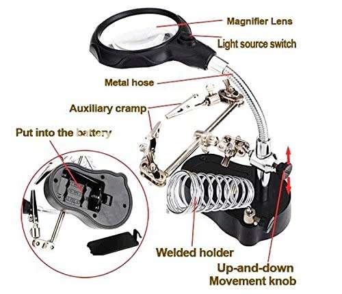 5 LED Helping Hands with Soldering Iron Stand  Magnifier and LED light AC/DC Heavy Duty