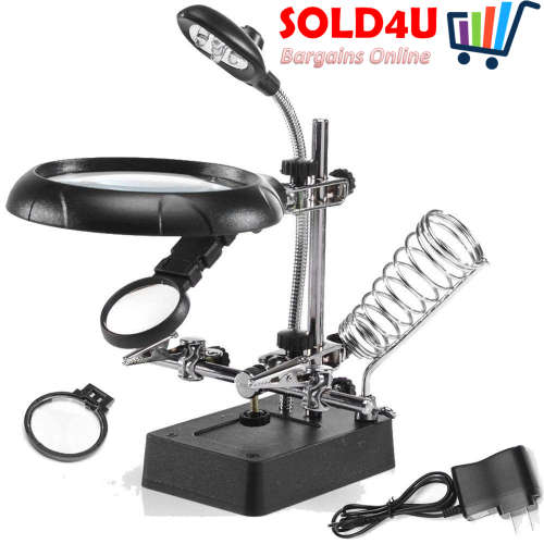 5 LED Helping Hands with Soldering Iron Stand  Magnifier and LED light AC/DC Heavy Duty