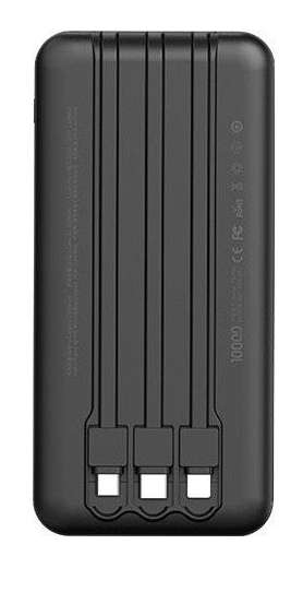 PowerBank 10000mAh Corded USB 2A With built-in Cable 3-in-1 for Charging