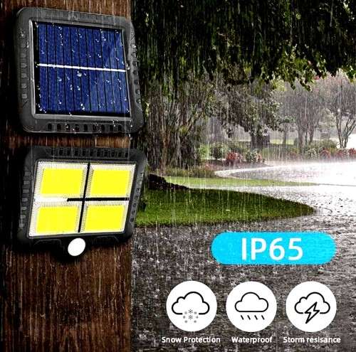 128 LED Bright COB White Solar LED Light With Split Solar Panel & Motion Sensor with Cable