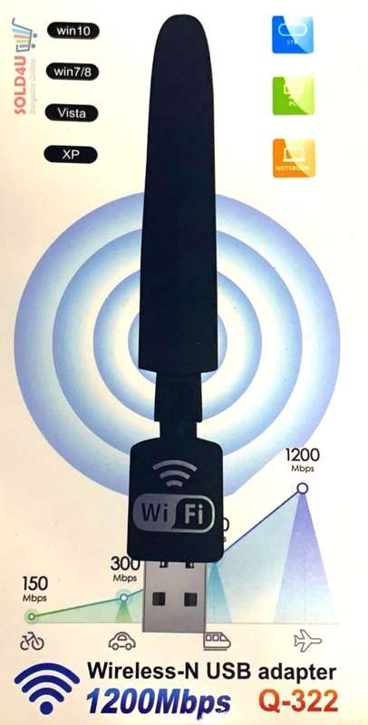 USB WiFi Adapter 1200Mbps Wireless-N Wifi Dongle with High Gain Antenna for Desktop Laptop PC