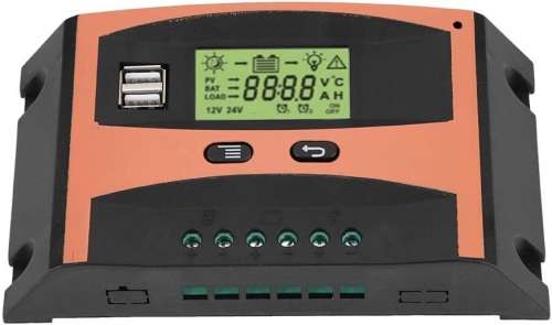 Solar Charge Controller PWM 12V/24V Auto Adapt Voltage 20A USB 5V Intelligent LCD Display