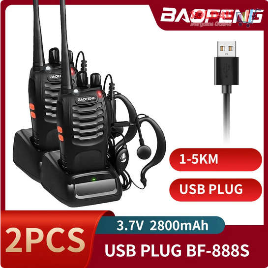 2 X Two Way Radio Hand Radio Set with 16 Channels Walkie Talkie VOX Long Range 1KM TO 5KM