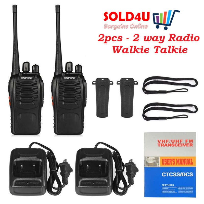 2 X Two Way Radio Hand Radio Set with 16 Channels Walkie Talkie VOX Long Range 1KM TO 5KM