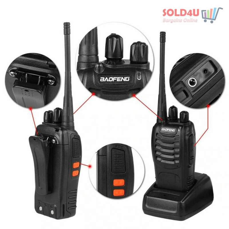 2 X Two Way Radio Hand Radio Set with 16 Channels Walkie Talkie VOX Long Range 1KM TO 5KM
