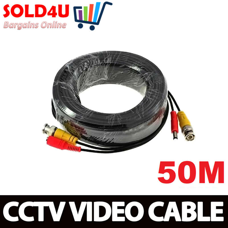 50m CCTV Camera Cable Power & Video Ready Plug and Play [BNC + DC]  50 Meters