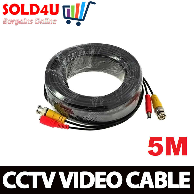 5m CCTV Camera Cable Power & Video Ready Plug and Play [BNC + DC]  5 Meters