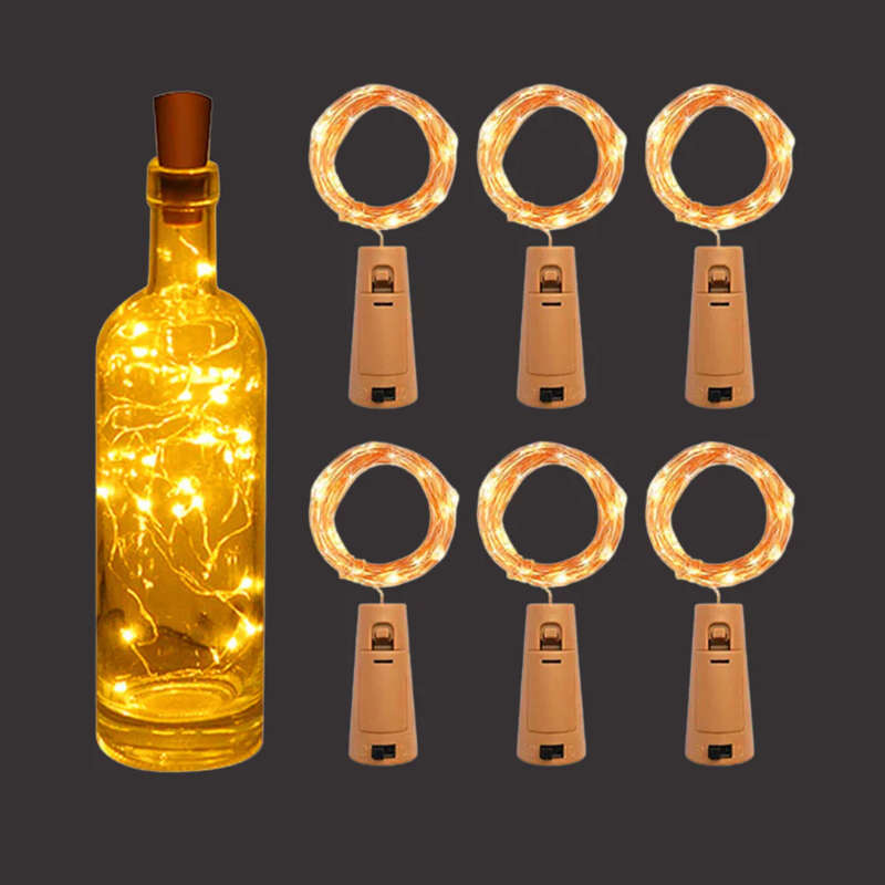 [ Pack of 6 ] LED Cork String Lights 2 Meters - LED Mini Soft Decoration Ambient Light String