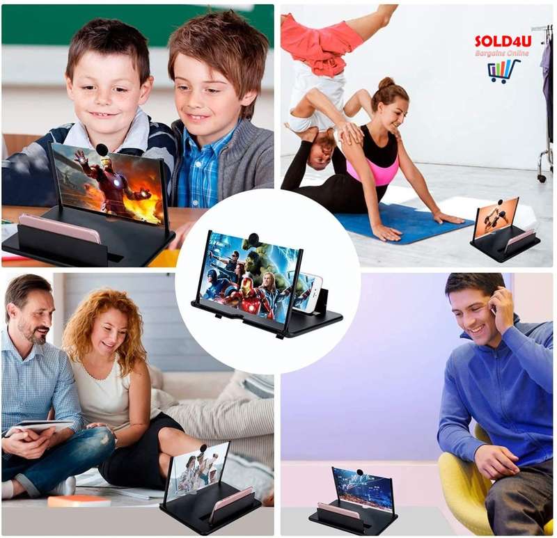 Pull-Out Mobile Phone Screen Magnifier 3D Desktop Stand