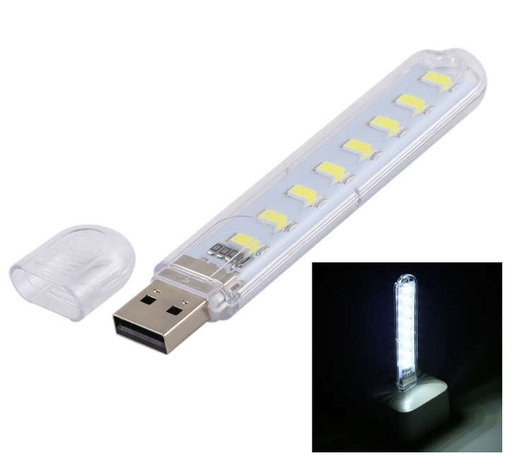 3W 8 LEDs 5730 SMD USB LED Book Light Portable Night Lamp, DC 5V (White Light) USB LAMP