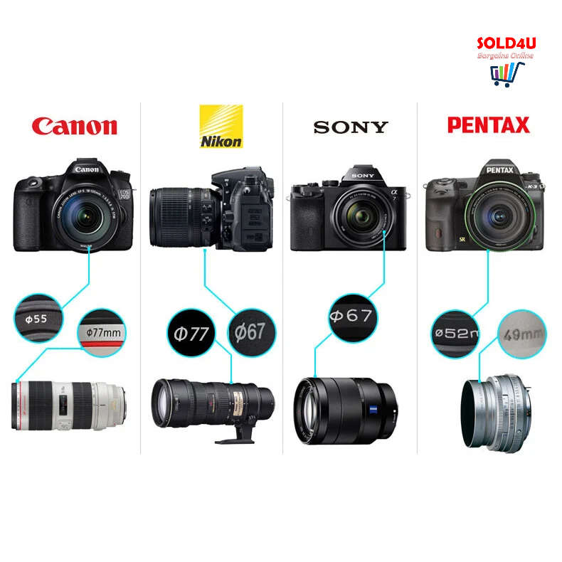 49mm 52mm 55mm 58mm 62mm 67mm 72mm 77mm 82mm Snap-On Camera Front Lens Cap Cover - 1 piece