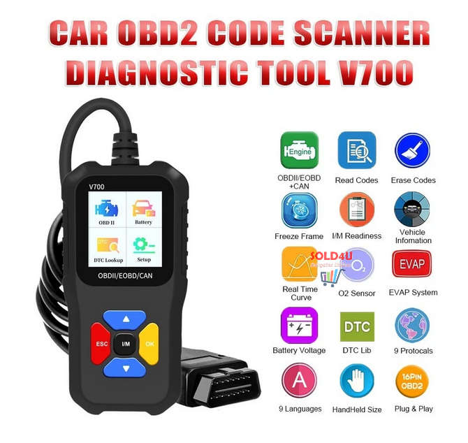 V700 1.8 inch Color Car Fault Detector Code Reader OBD2 Scanner Diagnostic Tool Car Several Models