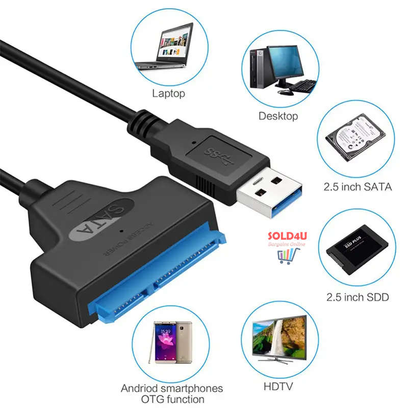 SATA To USB Cable - USB 3.0 Adapter Cable for 2.5` SATA SSD/HDD Drive