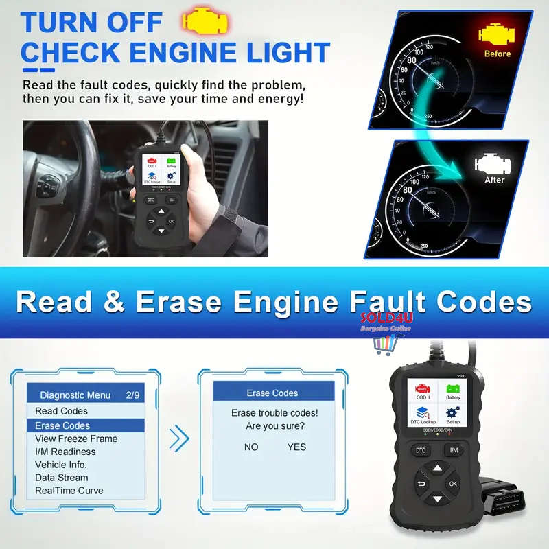 V600 1.8 inch Color Car Fault Detector Code Reader OBD2 Scanner Diagnostic Tool Car Several Models