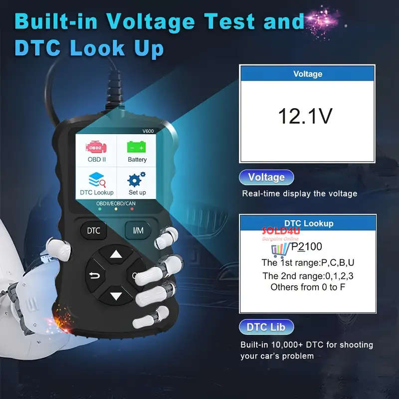 V600 1.8 inch Color Car Fault Detector Code Reader OBD2 Scanner Diagnostic Tool Car Several Models