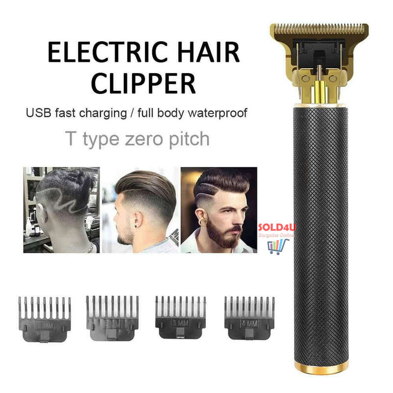Vintage Professional USB Rechargeable Cordless Electric Hair Clippers Razor Trimmer