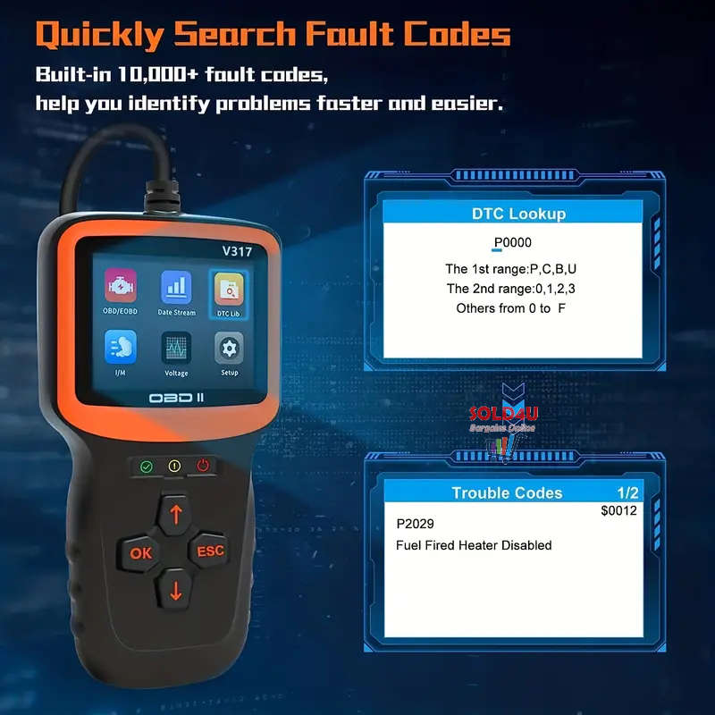 OBD II 2.8 inch Color Car Fault Detector Code Reader OBD2 Scanner Diagnostic Tool