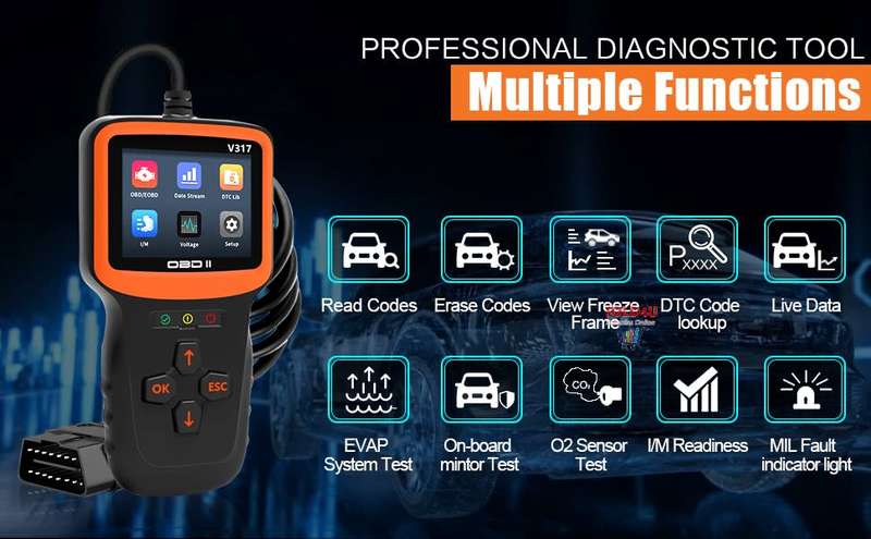 OBD II 2.8 inch Color Car Fault Detector Code Reader OBD2 Scanner Diagnostic Tool