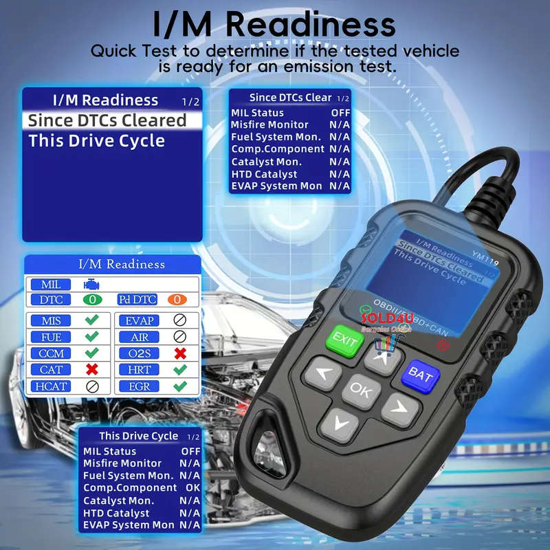 OBD II 1.8 inch Color Car Fault Detector Code Reader OBD2 Scanner Diagnostic Tool Car YM119