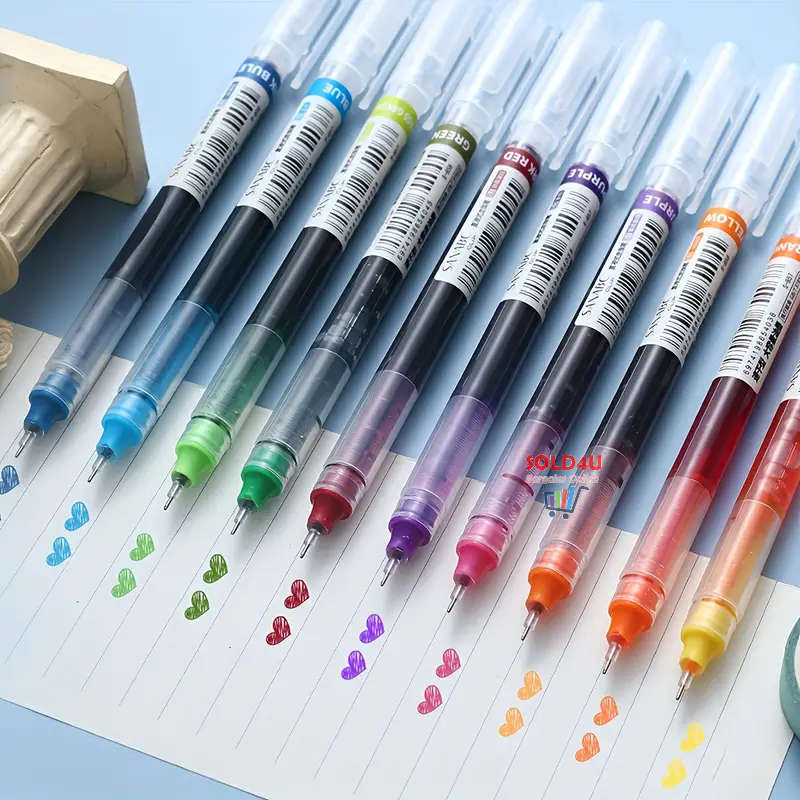 10-Pack Set Colour Quick-Drying 0.5mm Needle Pens (No Packaging)