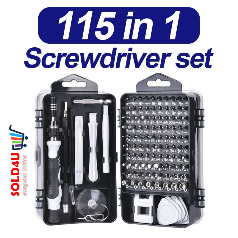 115 Pcs Multipurpose Magnetic Precision Screw driver Bits & Mini Tool Kit