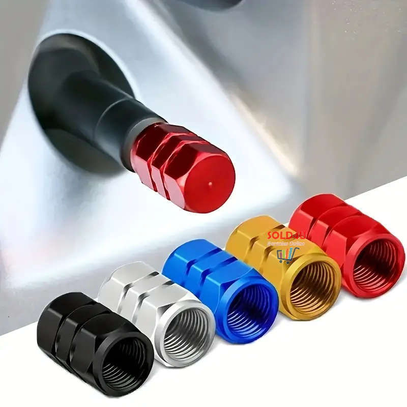 4pcs Car Tire Valve Caps, Aluminum Alloy Car Wheel Tyre Valve Caps, Dustproof (Random Colours)