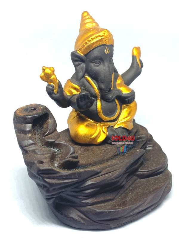 Ganesha Smoke Fountain Cone Holder Decorative Showpiece Incense Burner Elephant God