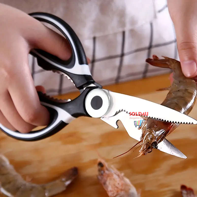 Set of 2 -Kitchen Scissors Heavy Duty Stainless Steel Tool + Protective Cover 4 IN 1 Multifunctional