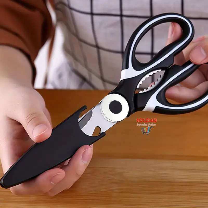 Set of 2 -Kitchen Scissors Heavy Duty Stainless Steel Tool + Protective Cover 4 IN 1 Multifunctional