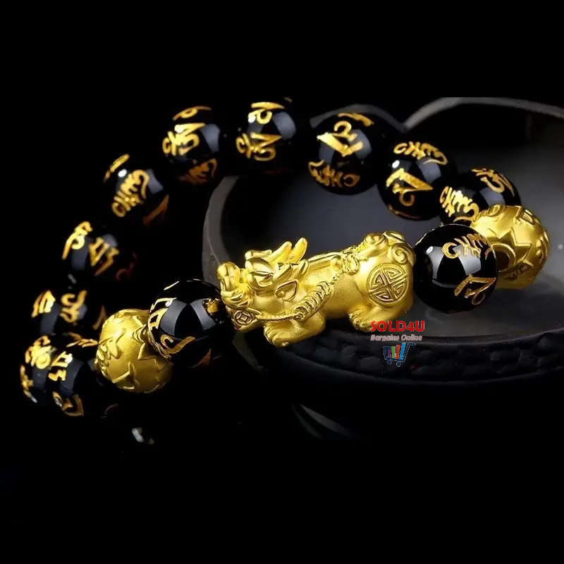 Pi Xiu Bracelet Feng Shui Black Obsidian Fortune Beads Unisex Bracelet