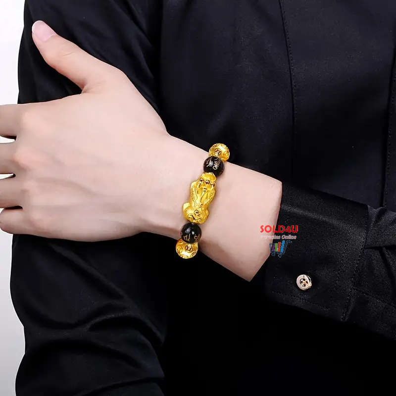 Pi Xiu Bracelet Feng Shui Black Obsidian Fortune Beads Unisex Bracelet