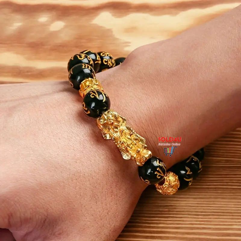 Pi Xiu Bracelet Feng Shui Black Obsidian Fortune Beads Unisex Bracelet