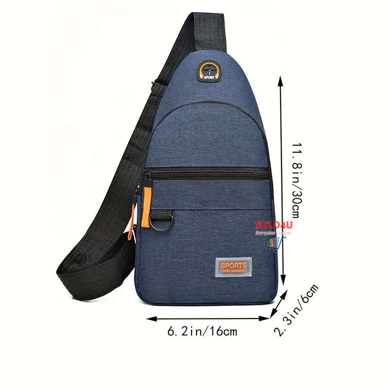 New Chest Bag Single Shoulder Crossbody Bag With Earphone Hole (Blue) Nylon Lightweight Sling Bag