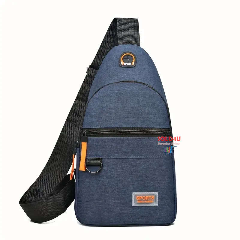 New Chest Bag Single Shoulder Crossbody Bag With Earphone Hole (Blue) Nylon Lightweight Sling Bag