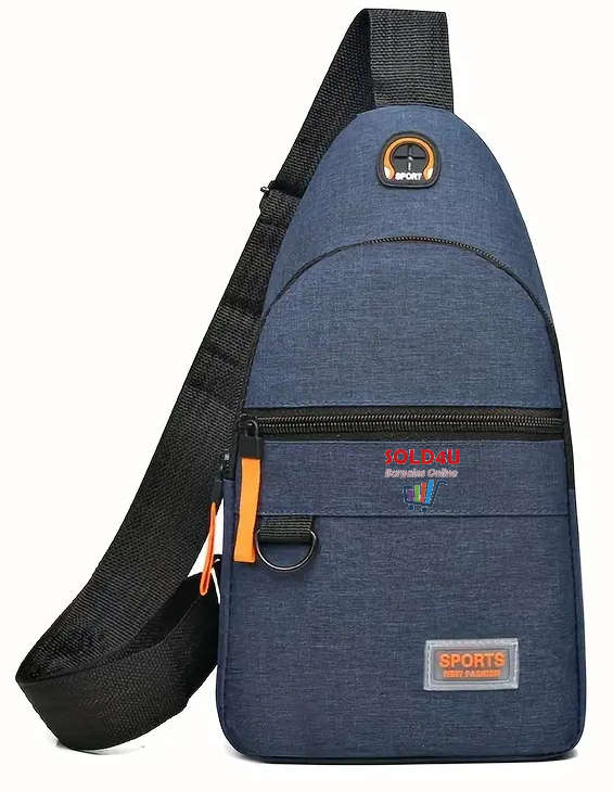 New Chest Bag Single Shoulder Crossbody Bag With Earphone Hole (Blue) Nylon Lightweight Sling Bag