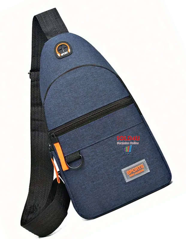 New Chest Bag Single Shoulder Crossbody Bag With Earphone Hole (Blue) Nylon Lightweight Sling Bag