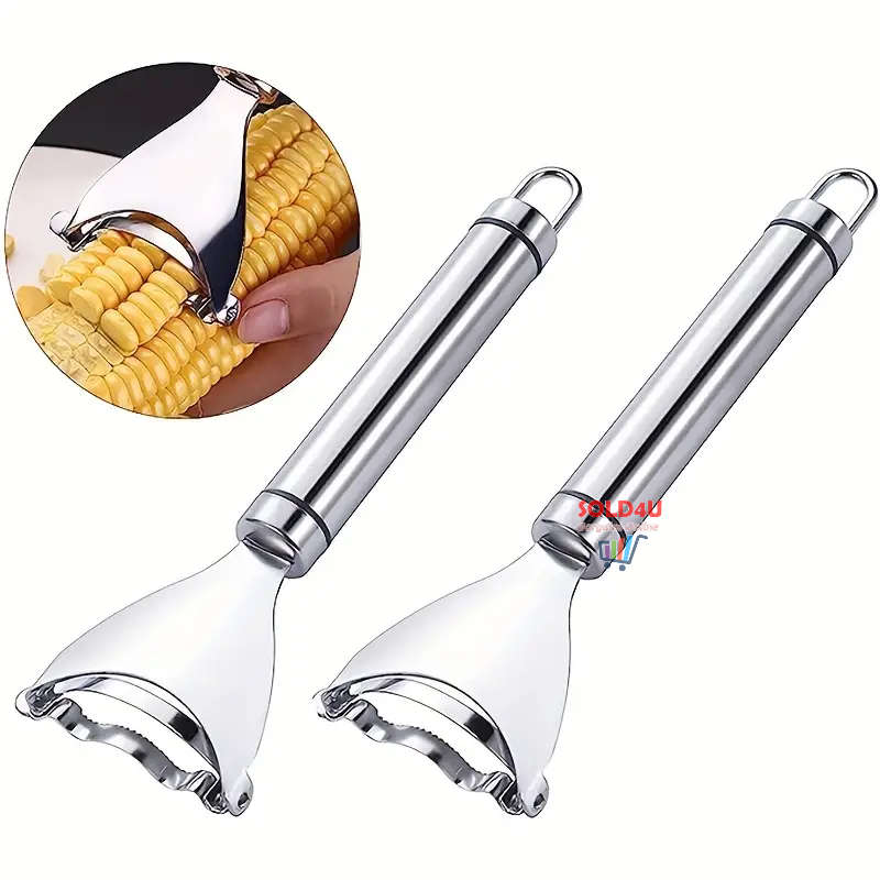 2 Pcs  Corn Peeler S/Steel Easy To Use Corn Kernel Remover Corn Stripper