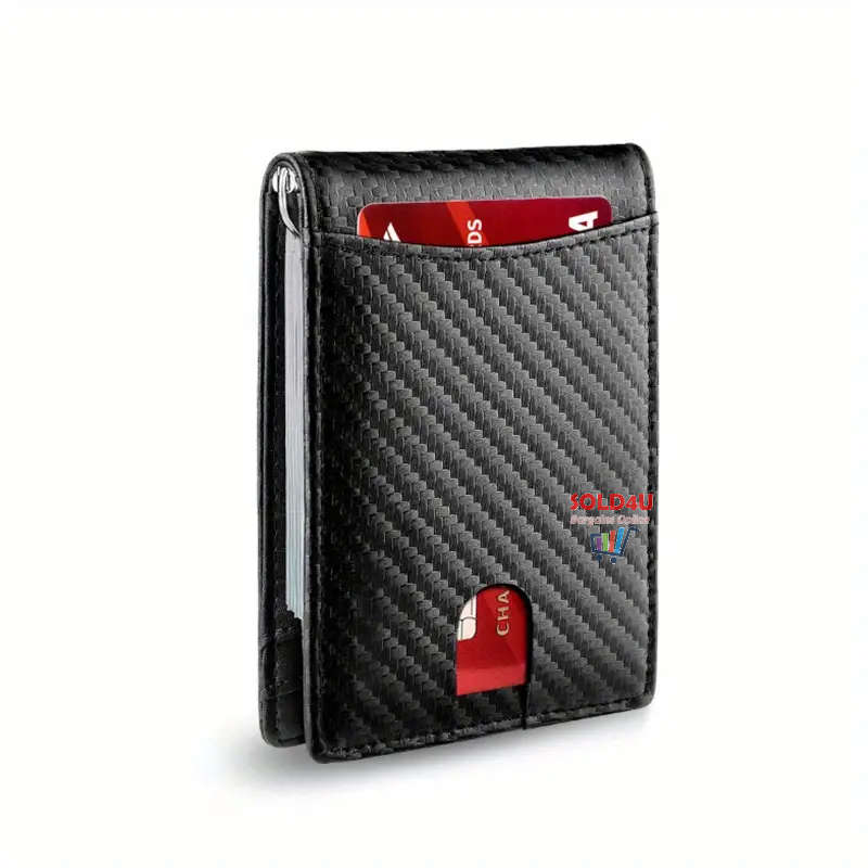 RFID Blocking Bifold Card Holder PU Leather Wallet, Slim Coin Purse & Money Clip With Multi Slots
