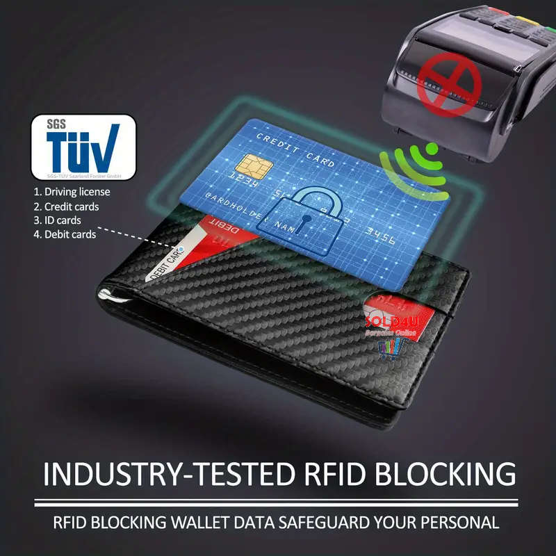 RFID Blocking Bifold Card Holder PU Leather Wallet, Slim Coin Purse & Money Clip With Multi Slots