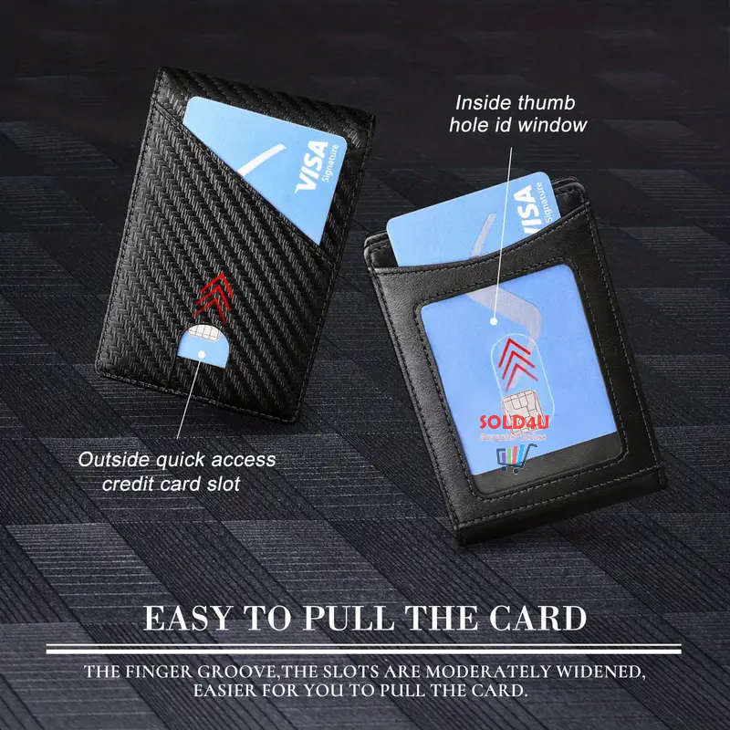 RFID Blocking Bifold Card Holder PU Leather Wallet, Slim Coin Purse & Money Clip With Multi Slots