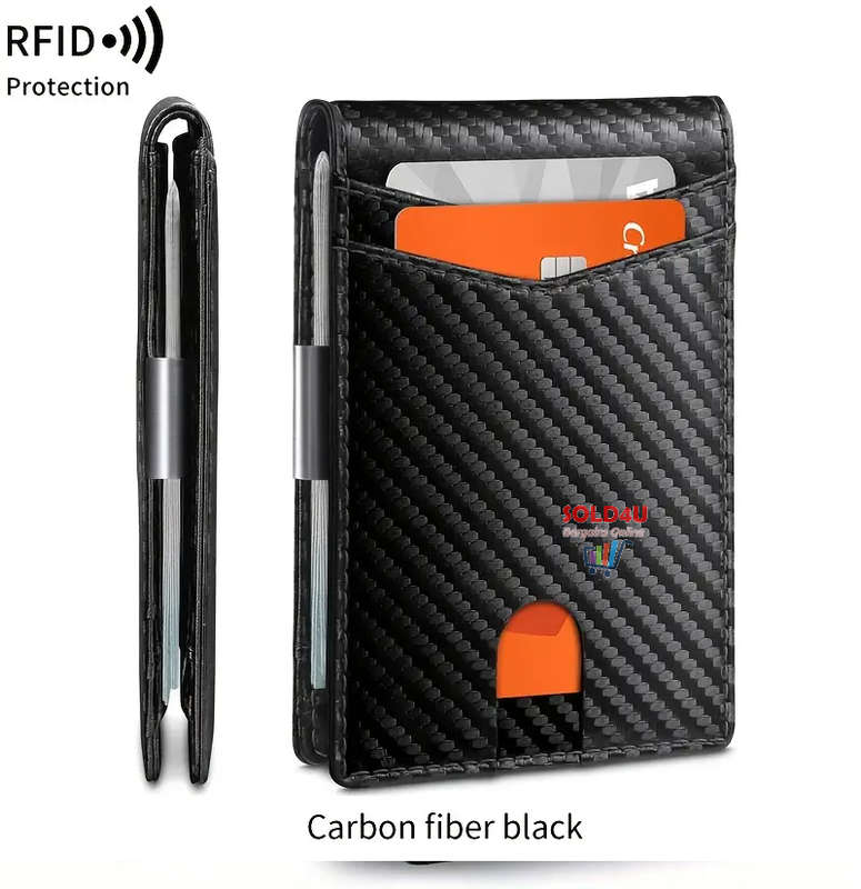 RFID Blocking Bifold Card Holder PU Leather Wallet, Slim Coin Purse & Money Clip With Multi Slots