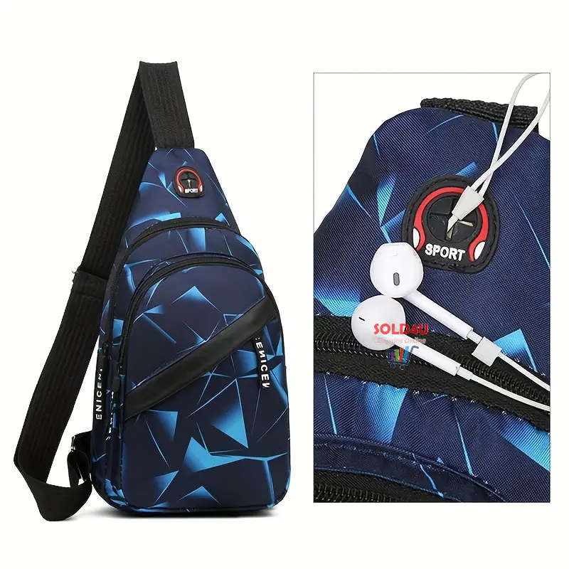 Single Shoulder Crossbody Nylon Sling Bag (Blue Electric)