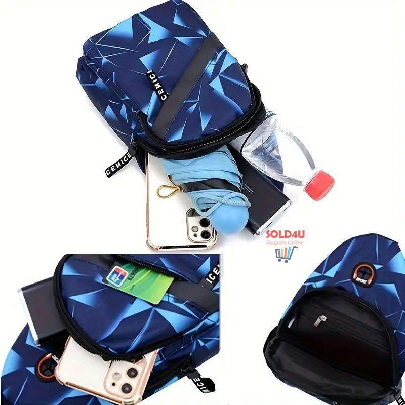 Single Shoulder Crossbody Nylon Sling Bag (Blue Electric)