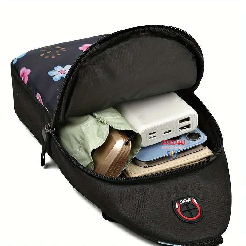 Chest Bag Single Shoulder Crossbody Bag With Earphone Hole (Butterfly) Nylon Lightweight Sling Bag