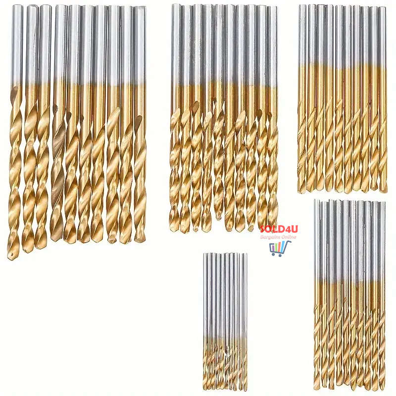 50pcs Titanium Coated High Speed Steel Drill Bits Set