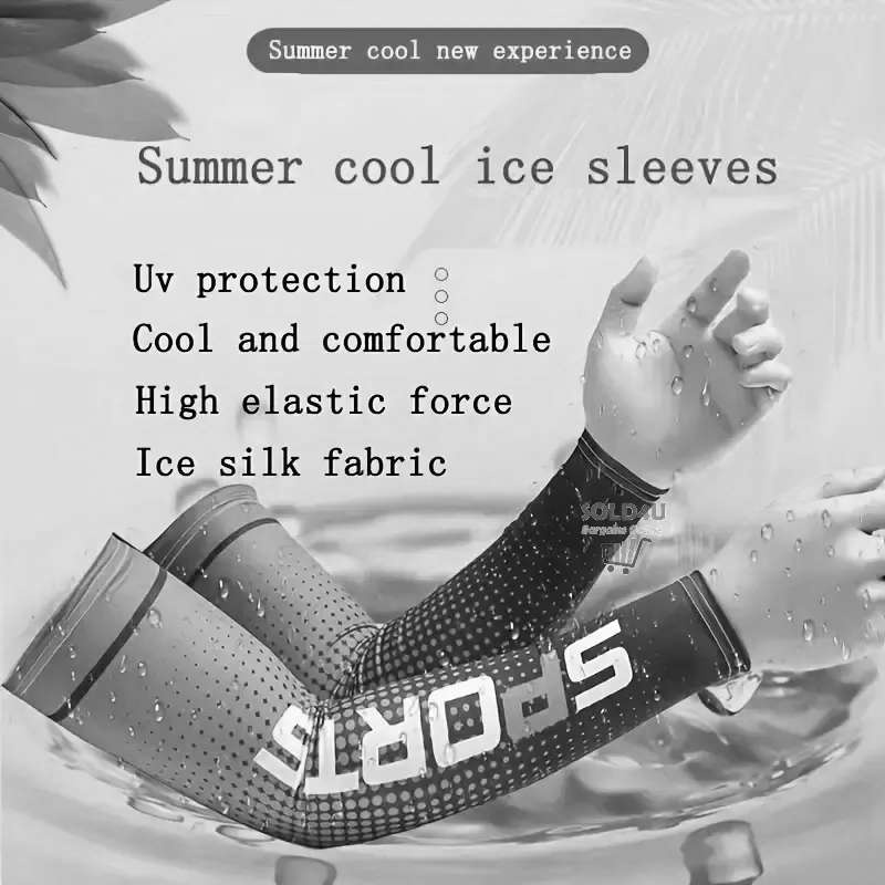 Unisex Cooling Arm Sleeves  Sports Running UV Sun Protection Outdoor Sleeves 1-Pair [BLUE/GREY]