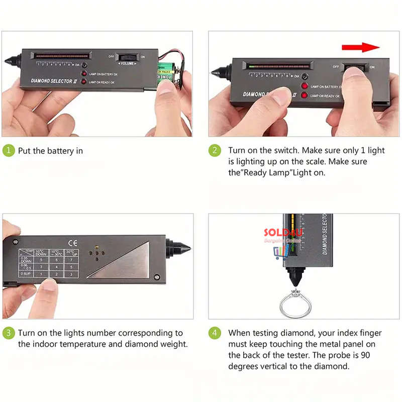 Diamond Tester High Accuracy Professional Selector II 9V Battery Included