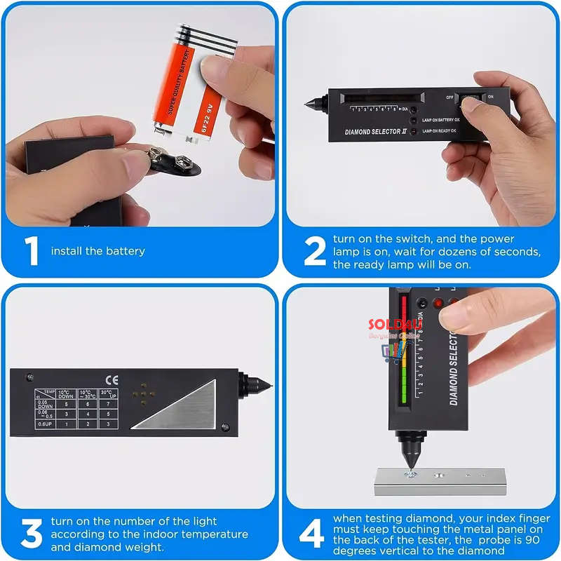 Diamond Tester High Accuracy Professional Selector II 9V Battery Included