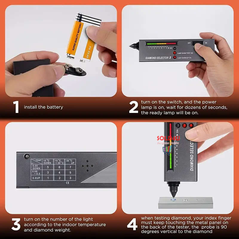 Diamond Tester High Accuracy Professional Selector II 9V Battery Included