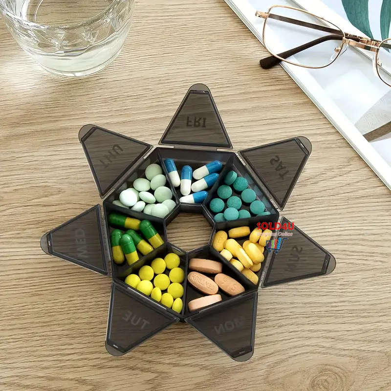 Seven Compartment Pill Storage Box 7 Days - Pill Capsule Box
